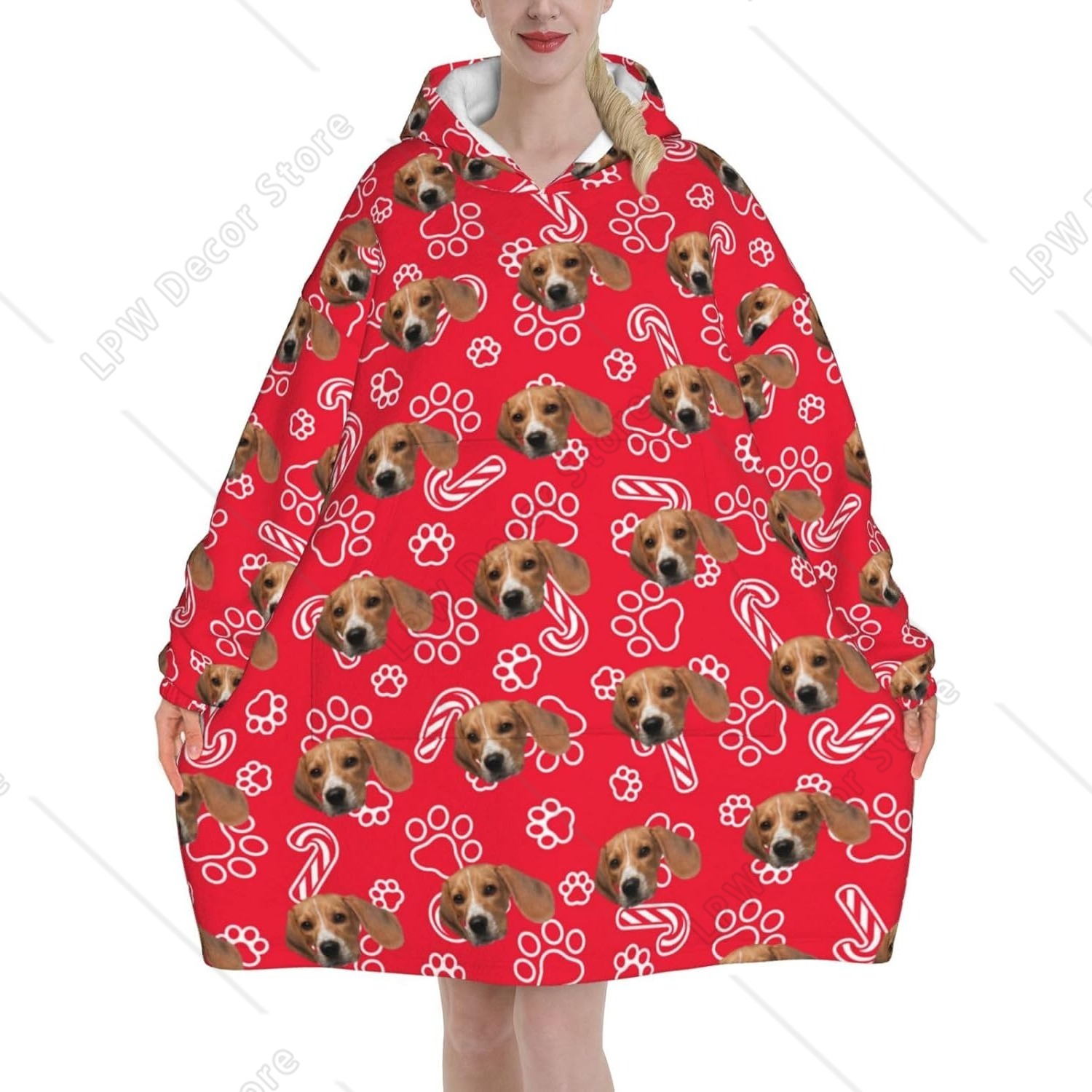 Home Textiles Photos - เสื้อคลุมฮู้ดแบบสวมใส่ได้สั่งทำพิเศษ พร้อมรูปภาพ ข้อความส่วนตัว เสื้อฮู้ดผ้าห่มสำหรับผู้หญิง ผู้ชาย ของขวัญคริสต์มาส