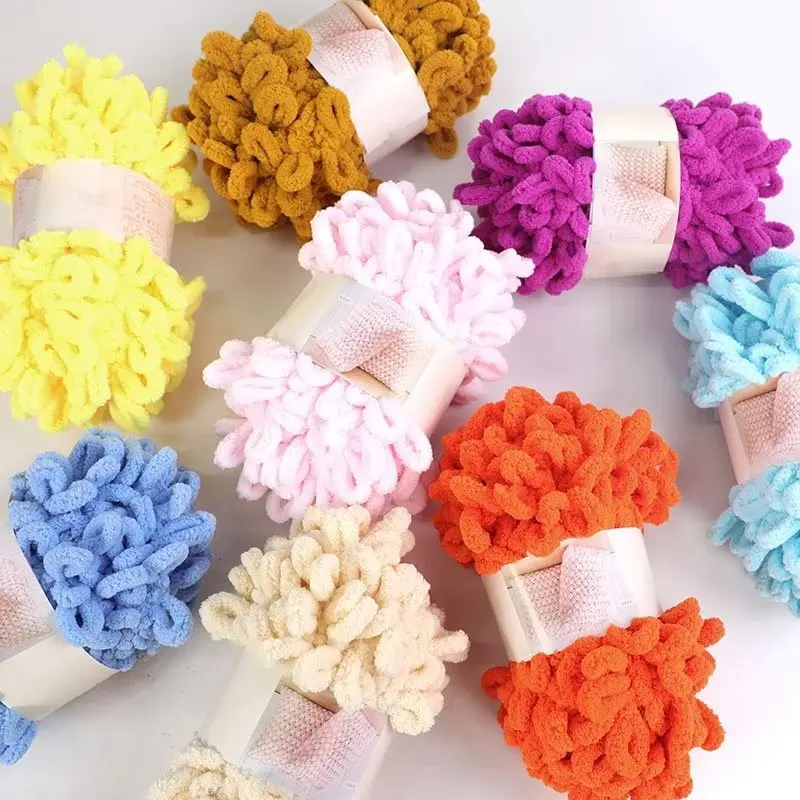Throw Blanket Chunky Knit - 100g/Ball Finger LOOP เส้นด้ายด้าย PUFFY Soft