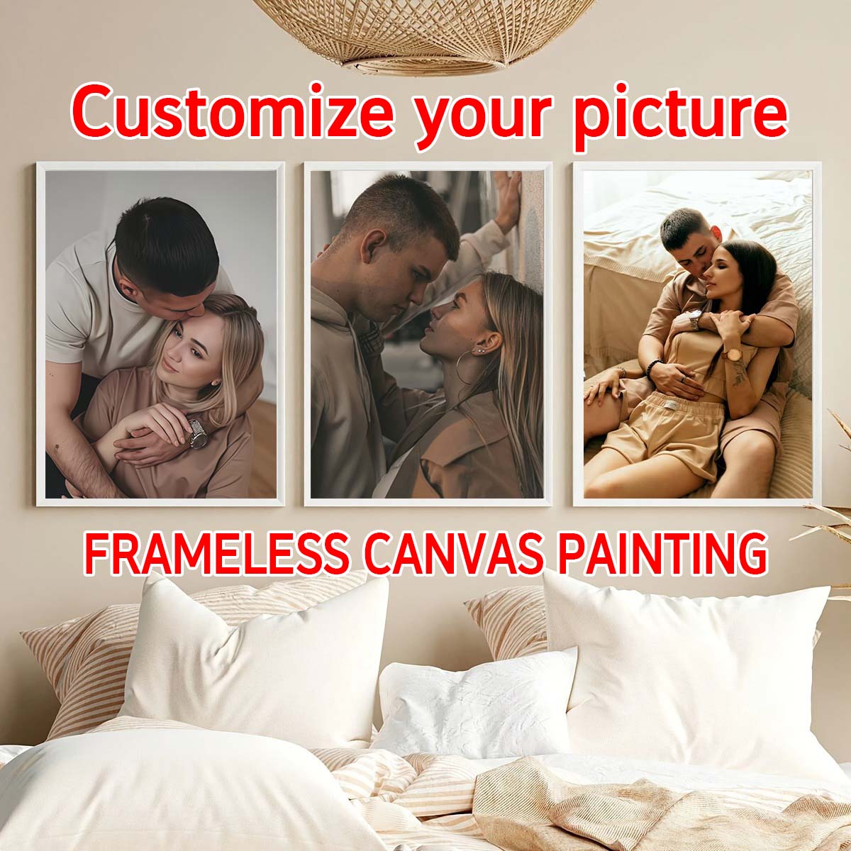 Home Textiles Photos - ภาพวาดสีน้ำมันแบบสามชิ้น - กรอบรูปไม้แบบกำหนดเอง 2 มิติ หรือโปสเตอร์ผ้าใบแบบไม่มีกรอบ