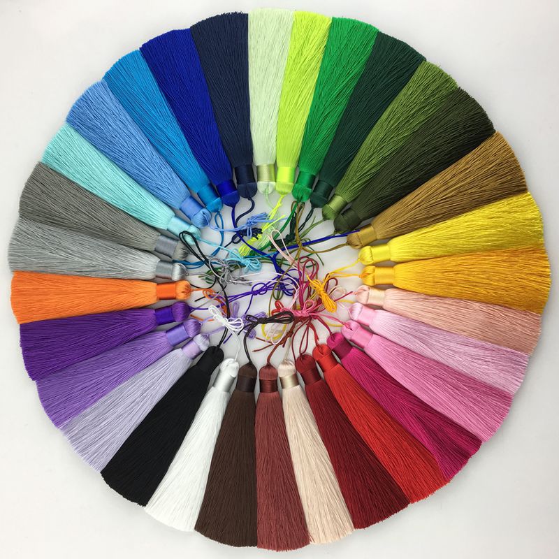 Home Ec Textiles - 1Pcs 12CM โพลีเอสเตอร์ผ้าไหมลูกปัด Fringe แปรง Tassels