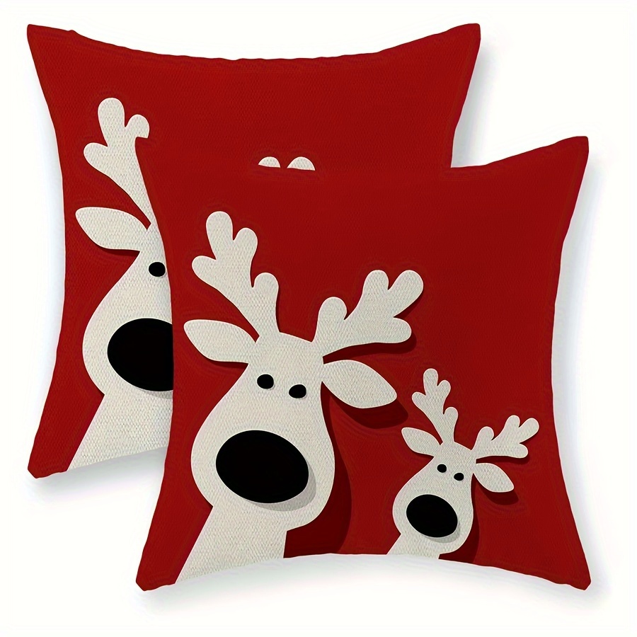 Pillow Cover 20X20 - ชุดปลอกหมอนคริสต์มาสผ้าลินิน 2 ชิ้น ขนาด 18x18 นิ้ว