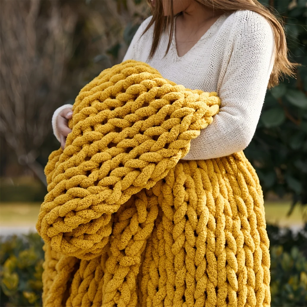 ผ้าห่มถักมือแบบหนาแน่น ผ้าห่มถ - Throw Blanket Chunky Knit บทวิจารณ์และราคา