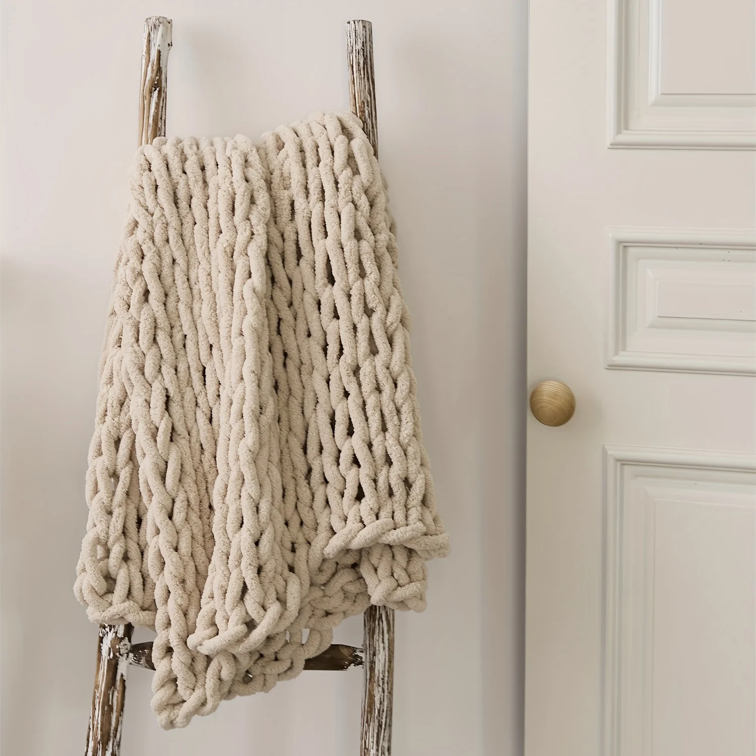 ผ้าห่มถักมือแบบหนาแน่น ผ้าห่มถ - Throw Blanket Chunky Knit บทวิจารณ์และราคา