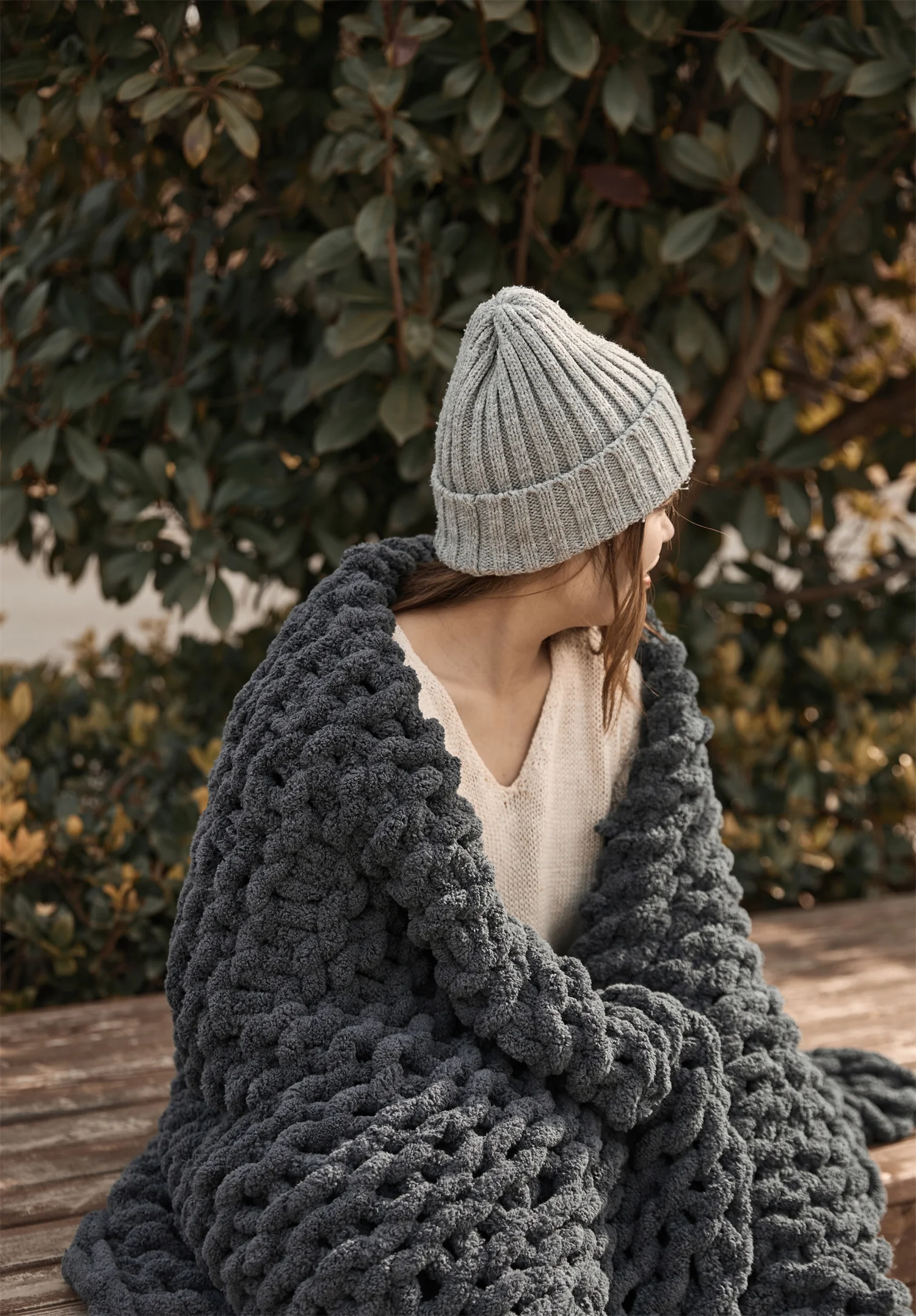 ผ้าห่มถักมือแบบหนาแน่น ผ้าห่มถ - Throw Blanket Chunky Knit บทวิจารณ์และราคา