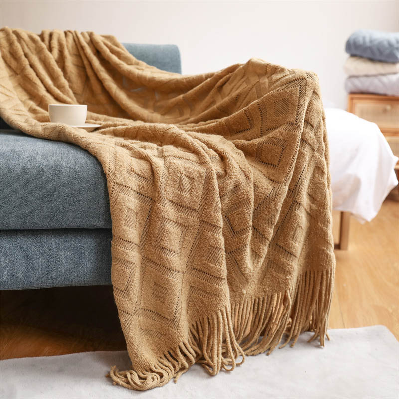 ผ้าห่มสำหรับเตียงNordicถักโซฟา - Throw Blanket Chunky Knit บทวิจารณ์และราคา