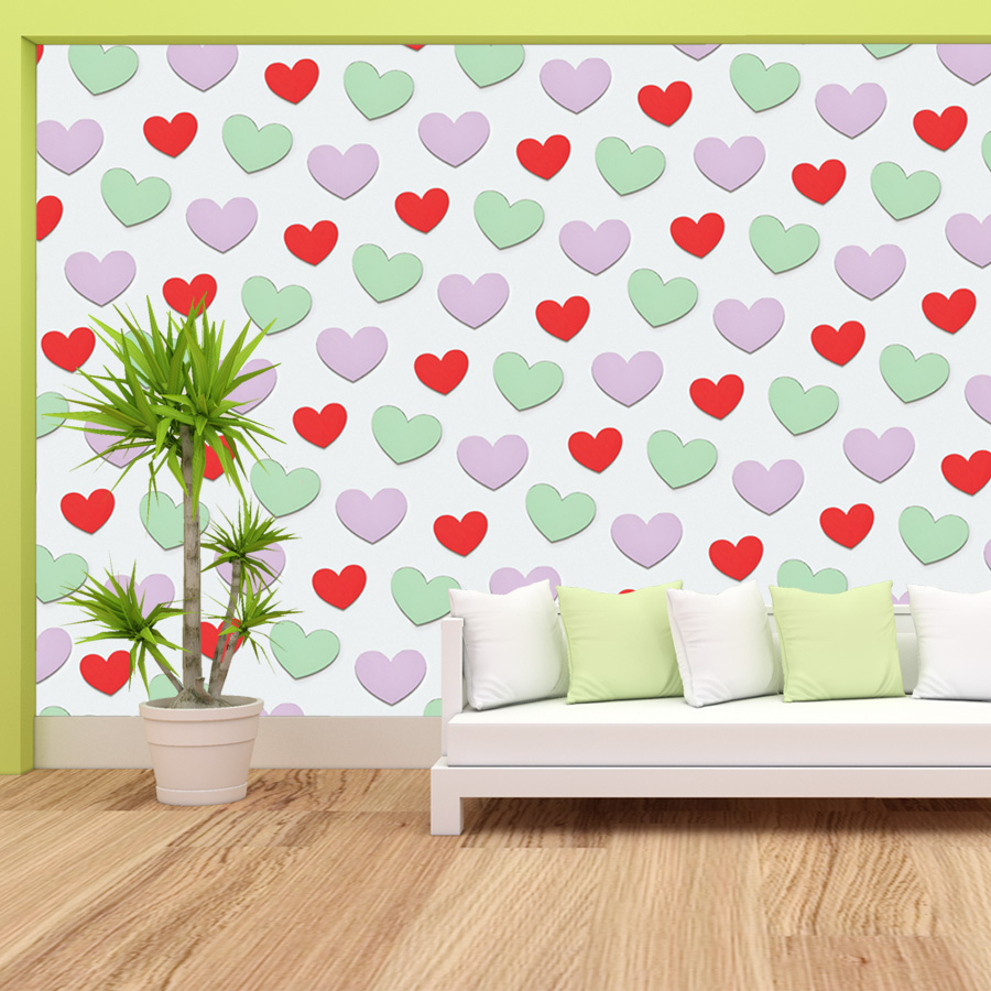 6+ แผ่นกระดาษติดผนังลายหัวใจน่ - Home Textiles Photos บทวิจารณ์และราคา