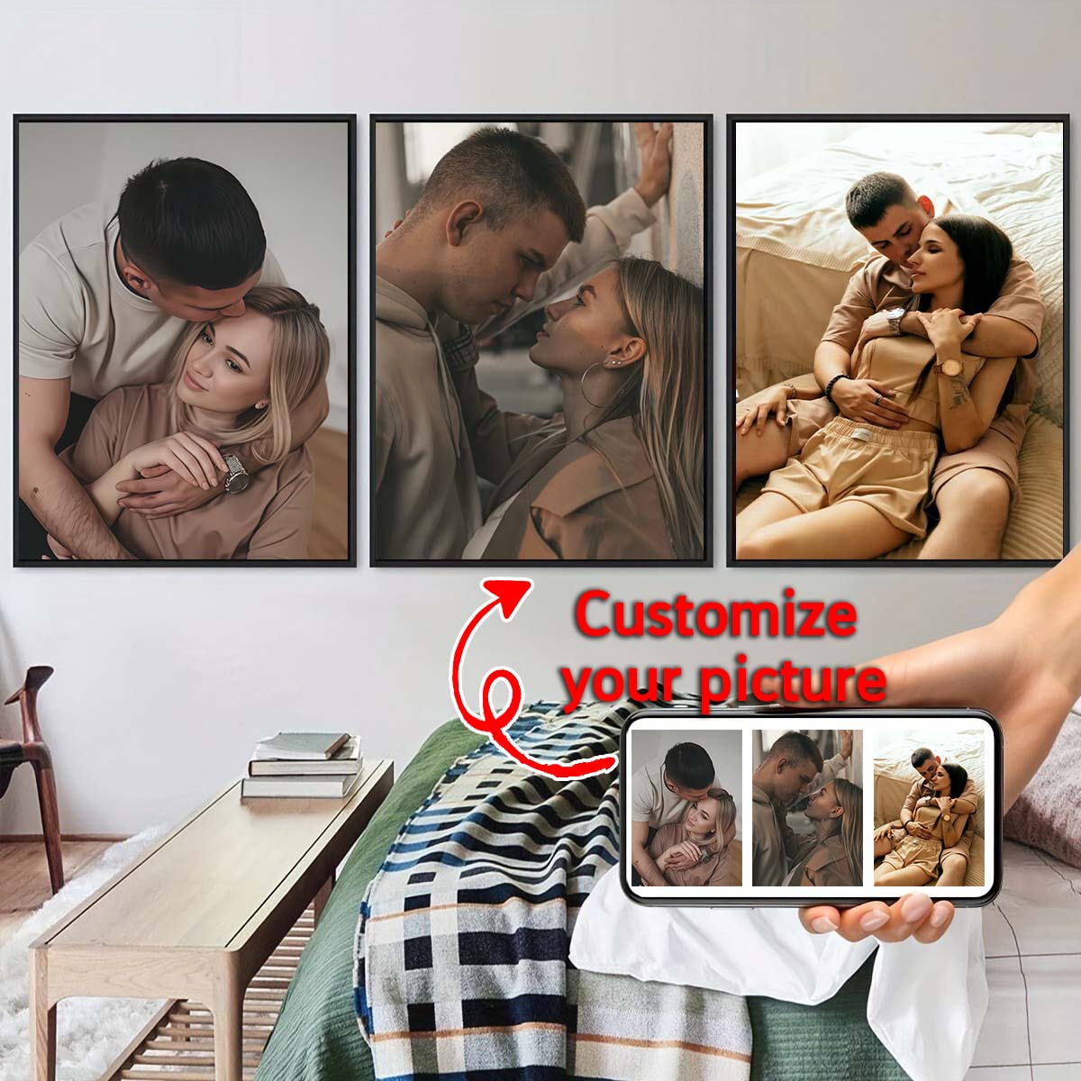 ภาพวาดสีน้ำมันแบบสามชิ้น - กรอ - Home Textiles Photos บทวิจารณ์และราคา