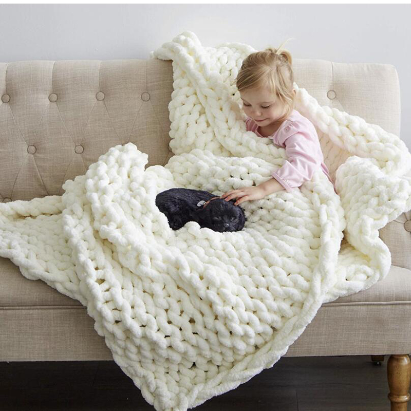 ผ้าห่มถักมือไหมพรมหนา ขนแกะเมอ - Throw Blanket Chunky Knit บทวิจารณ์และราคา