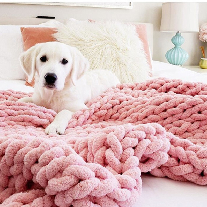 ผ้าห่มถักมือไหมพรมหนา ขนแกะเมอ - Throw Blanket Chunky Knit บทวิจารณ์และราคา