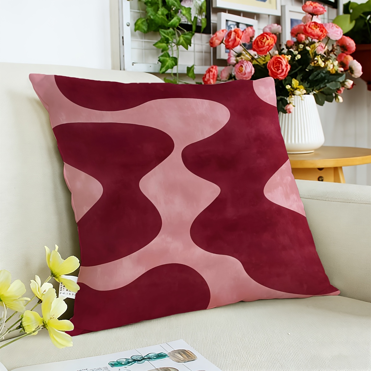 ปลอกหมอนอิงลายศิลปะนามธรรมสีชม - Pillow Cover 20X20 บทวิจารณ์และราคา